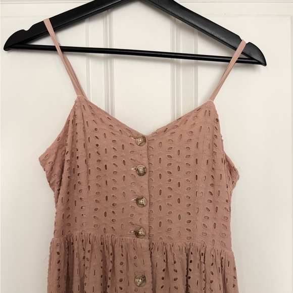Mauve pink/ tan Buttoned Midi Sundress - Picture 7 of 8